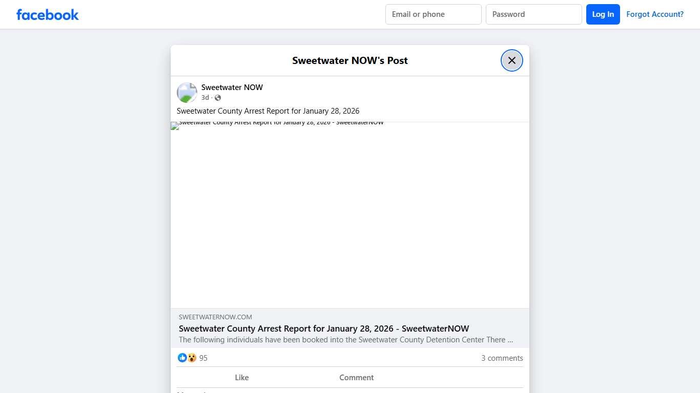 Sweetwater NOW - Sweetwater County Arrest Report for... Facebook